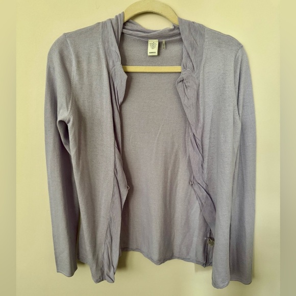 Kinross Women’s XS Light Lavender One Button Cardigan Silk Cashmere - Picture 5 of 7